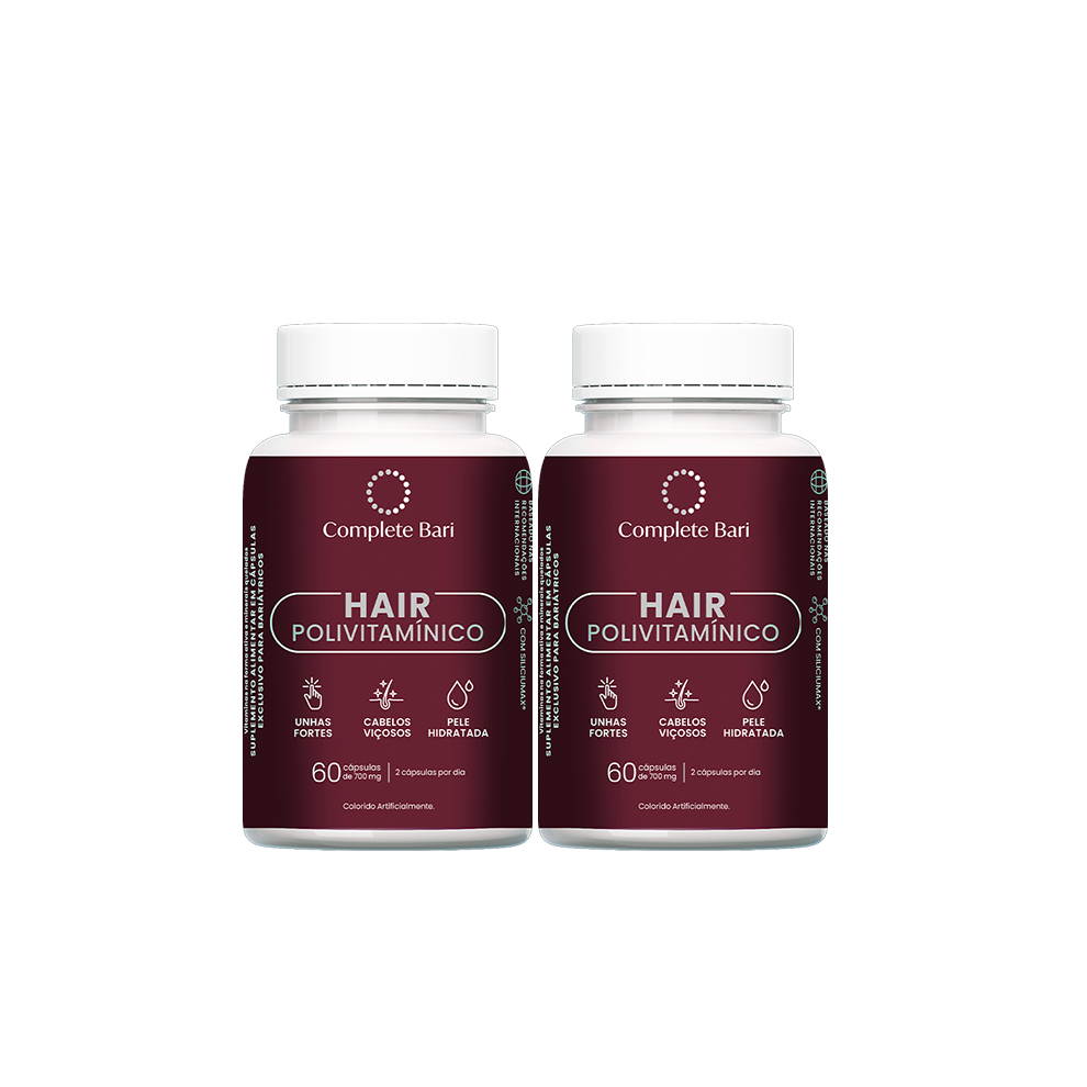 Kit 2 Polivitaminico Cabelos e Unhas Complete Bari Hair - Vitamina para 2 meses