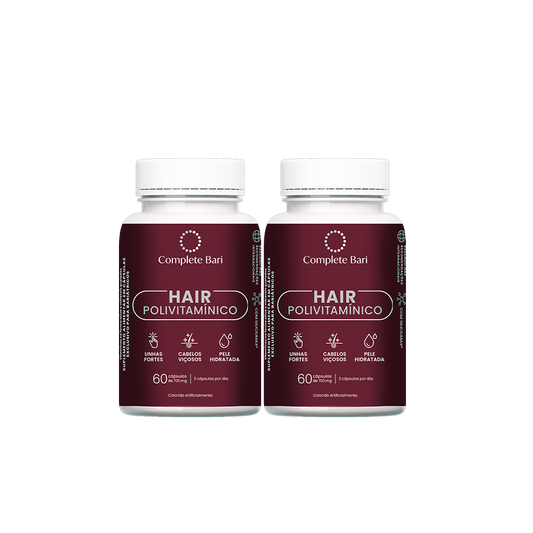 Kit 2 Polivitaminico Cabelos e Unhas Complete Bari Hair - Vitamina para 2 meses