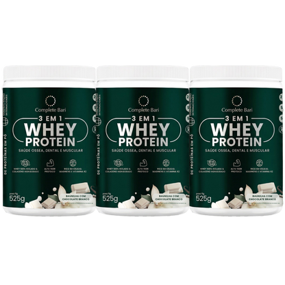 Kit Whey Protein Ação 3 em 1 Baunilha com Chocolate Branco
