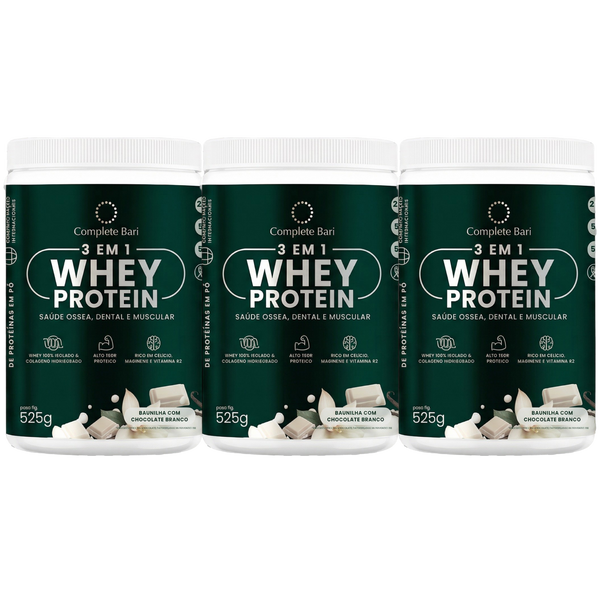 Kit Whey Protein Ação 3 em 1 Baunilha com Chocolate Branco