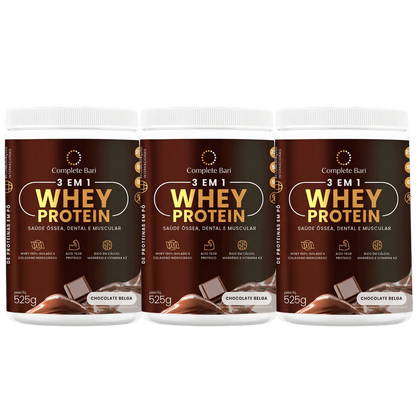Kit Whey Protein Ação 3 em 1 Chocolate Belga