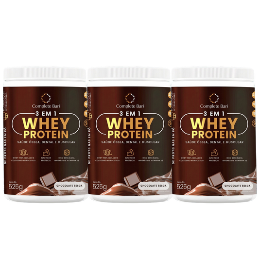 Kit Whey Protein Ação 3 em 1 Chocolate Belga