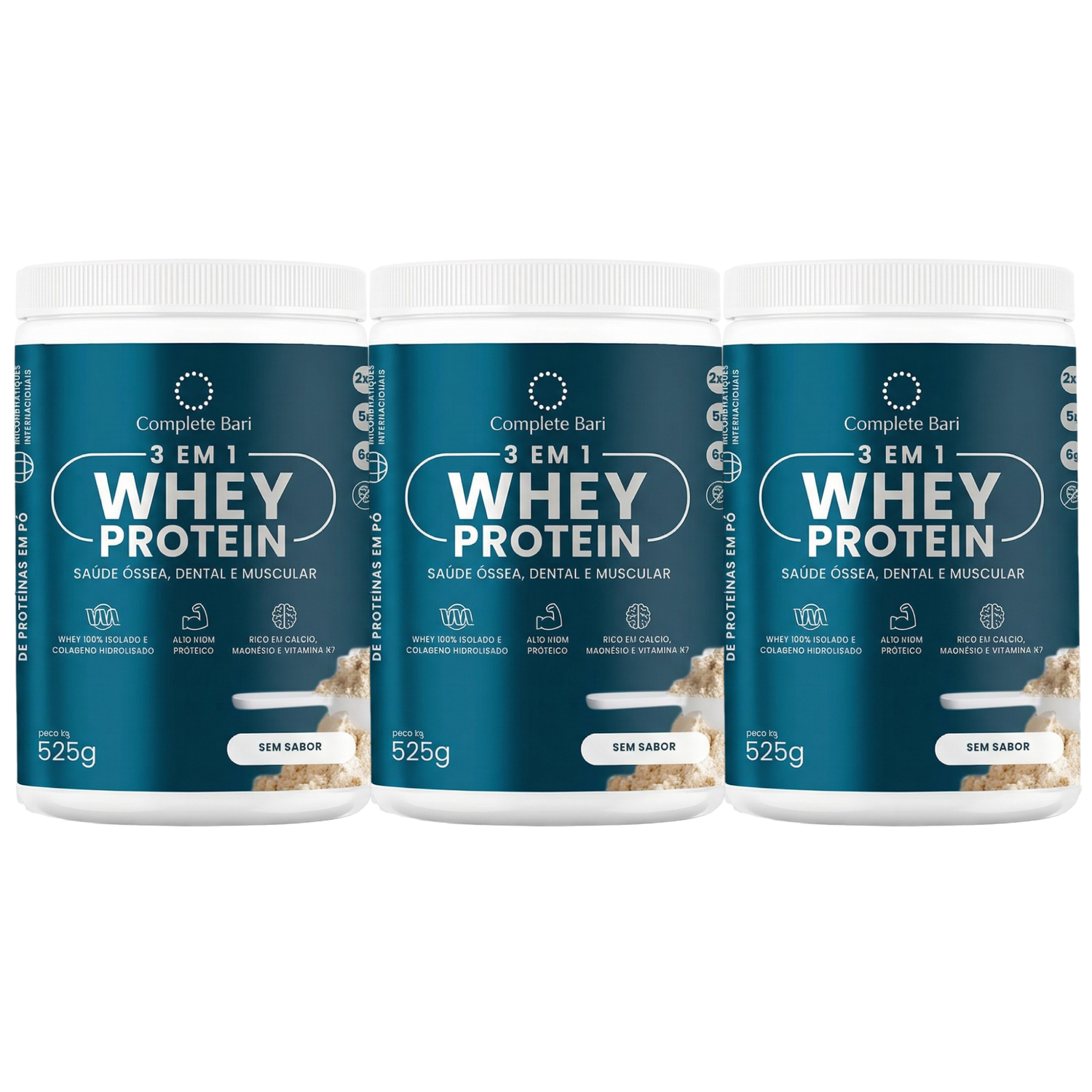 Kit Whey Protein Ação 3 em 1 Neutro