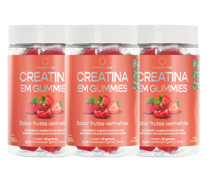Kit Creatina em Gummies Frutas Vermelhas para 3 Meses