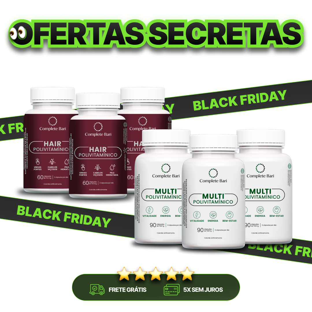 Kit 3 Multi + 3 Polivitaminico Cabelos e Unhas Complete Bari - Vitamina para 3 meses