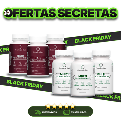 Kit 3 Multi + 3 Polivitaminico Cabelos e Unhas Complete Bari - Vitamina para 3 meses