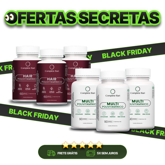 Kit 3 Multi + 3 Polivitaminico Cabelos e Unhas Complete Bari - Vitamina para 3 meses