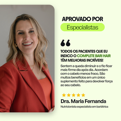 Kit 6 Polivitaminico Cabelos e Unhas Complete Bari Hair - Vitamina para 6 meses