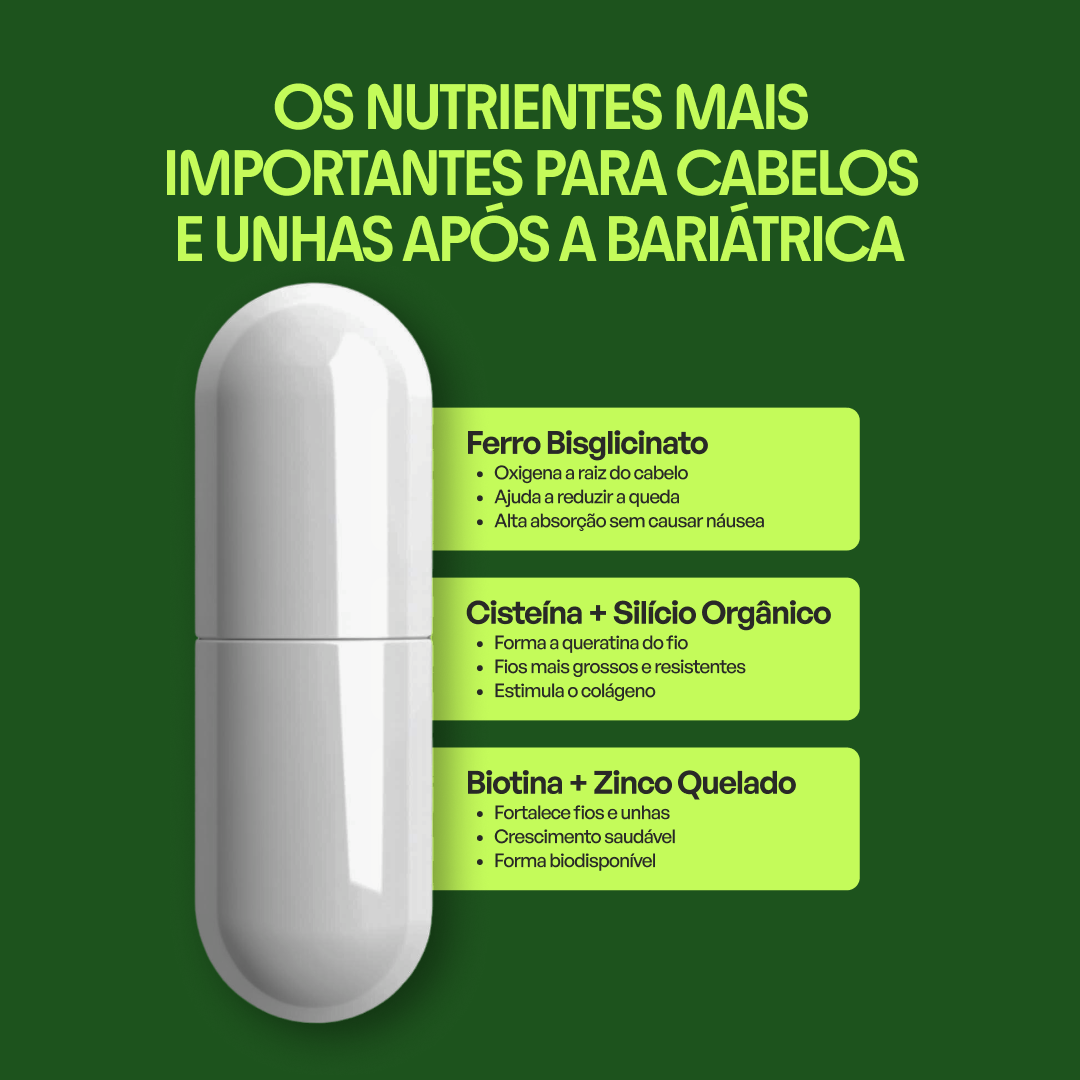 Polivitamínico para Cabelos e Unhas com Silício Orgânico + Cisteína (60 cápulas)