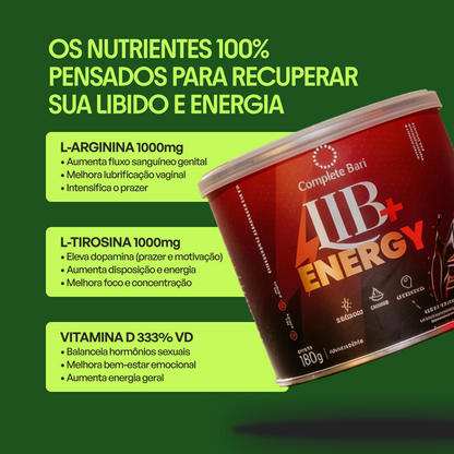 Lib + Energy Sabor Chocolate 180g Complete Bari - Tirosina Arginina CQ10.