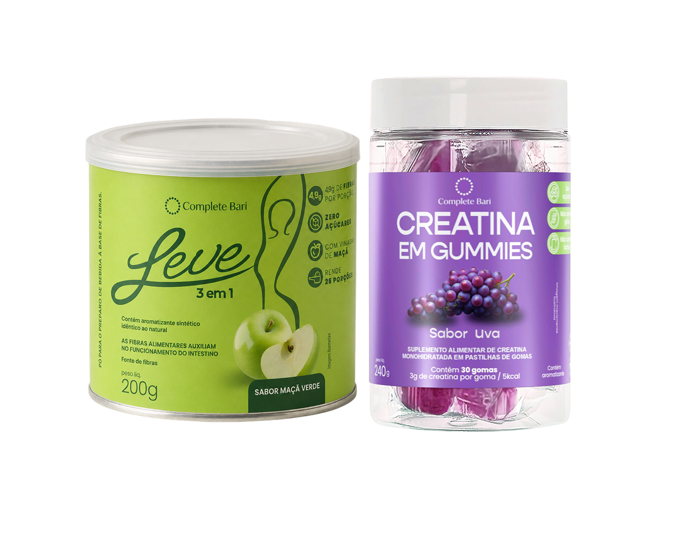 Kit Leve Maçã - Ação 3 em 1 + Creatina em Gummies Uva