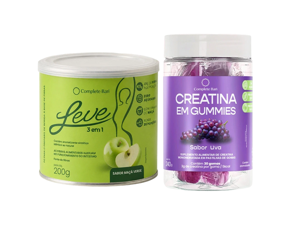 Kit Leve Maçã - Ação 3 em 1 + Creatina em Gummies Uva
