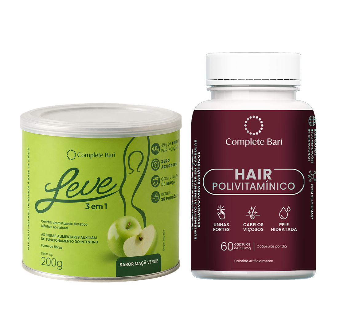 Kit Leve Maçã - Ação 3 em 1 + Polivitamínico Cabelo e Unhas