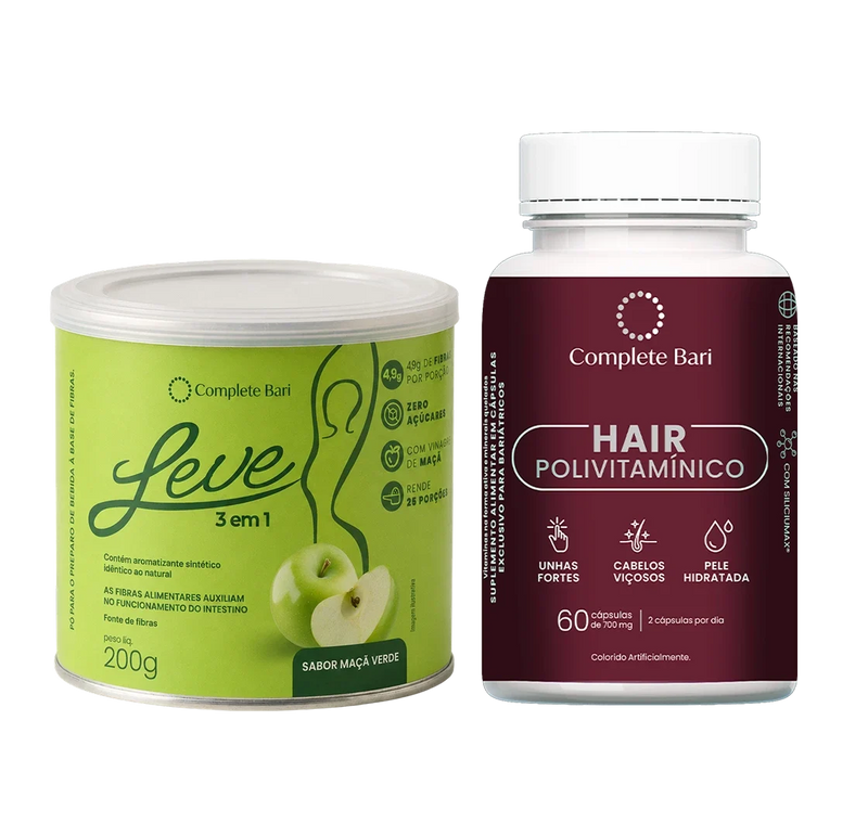 Kit Leve Maçã - Ação 3 em 1 + Polivitamínico Cabelo e Unhas