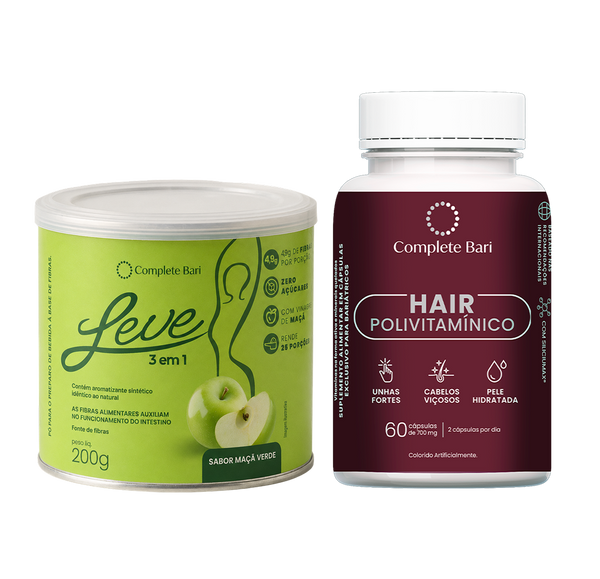Kit Leve Maçã - Ação 3 em 1 + Polivitamínico Cabelo e Unhas