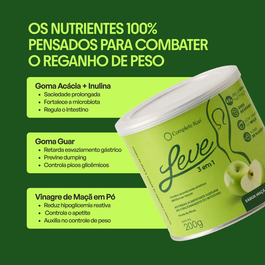 Leve Maçã - Ação 3 em 1 Contra Reganho de peso e Dumping