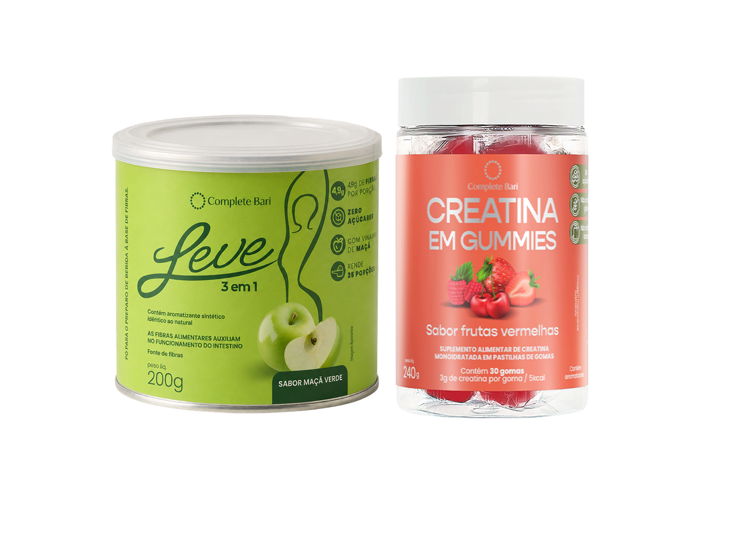 Kit Leve Maçã Ação 3 em 1 + Creatina em Gummies Frutas Vermelhas
