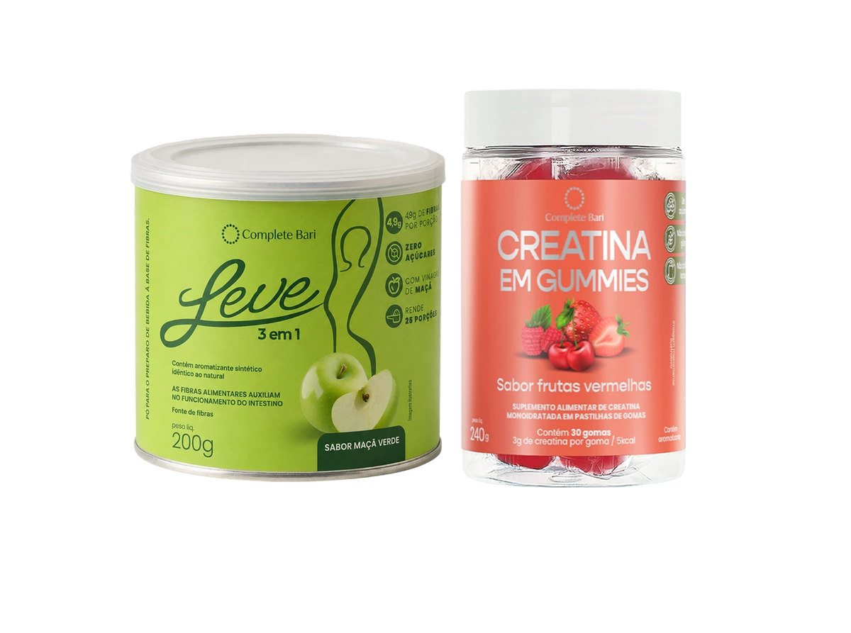 Kit Leve Maçã Ação 3 em 1 + Creatina em Gummies Frutas Vermelhas