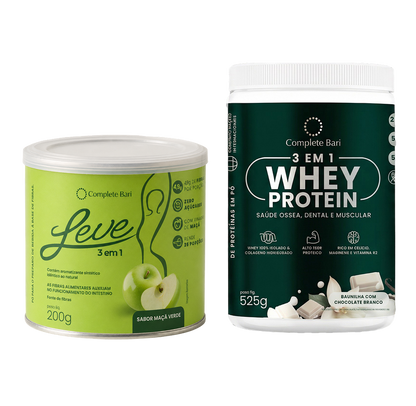 Kit Leve Maçã - Ação 3 em 1 + Whey Protein Baunilha com Chocolate Branco