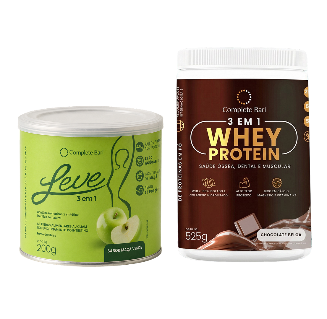 Kit Leve Maçã - Ação 3 em 1 + Whey Protein Chocolate Belga
