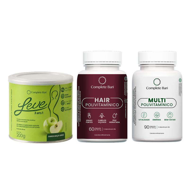 Kit Leve Maçã - Ação 3 em 1 + Multivitamínico + Polivitamínico