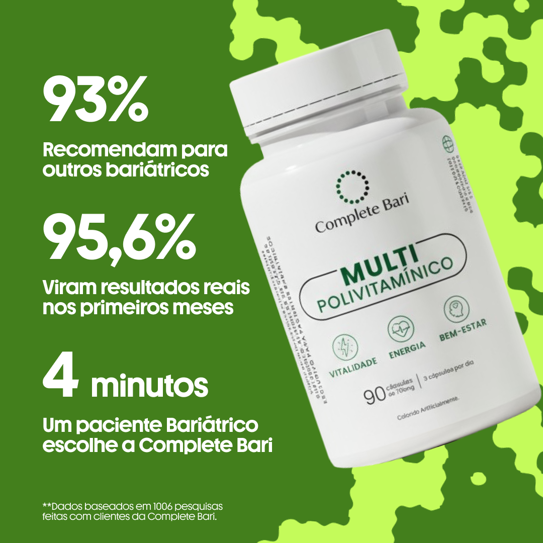 Multivitamínico Bariátrico – 23 Nutrientes, Vitaminas Ativas e Minerais Quelados (90 cápsulas)
