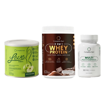 Kit Leve Maçã - Ação 3 em 1 + Multivitamínico + 1 Whey Protein Chocolate Belga