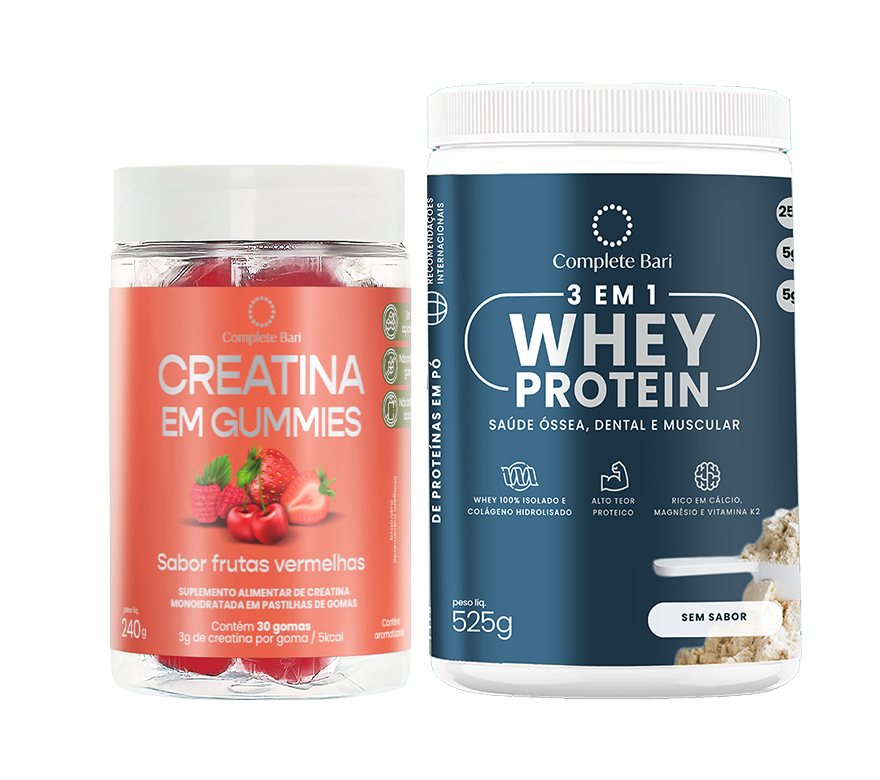 Kit Creatina em Gummies Frutas Vermelhas + 1 Whey Isolado Neutro
