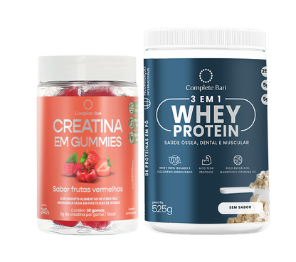 Kit Creatina em Gummies Frutas Vermelhas + 1 Whey Isolado Neutro