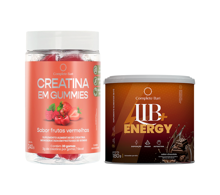 Kit Creatina em Gummies Frutas Vermelhas + Lib Energy Chocolate