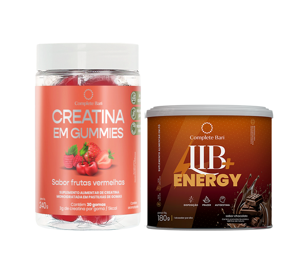 Kit Creatina em Gummies Frutas Vermelhas + Lib Energy Chocolate