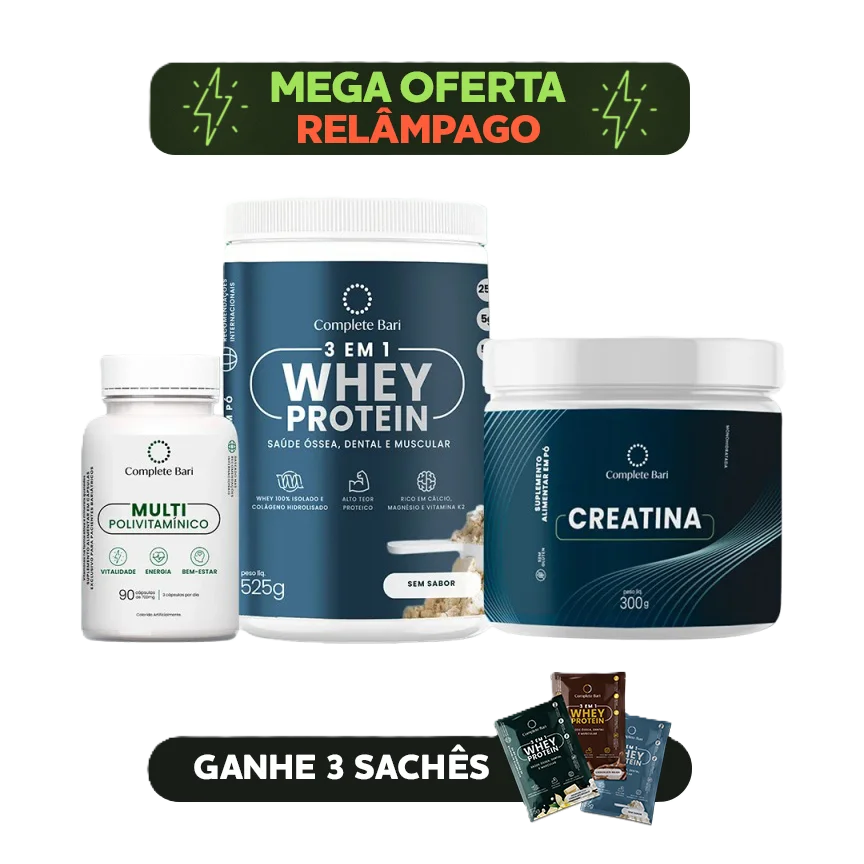 Kit 1 Multi + 1 Whey Isolado Neutro + 1 Creatina Complete Bari