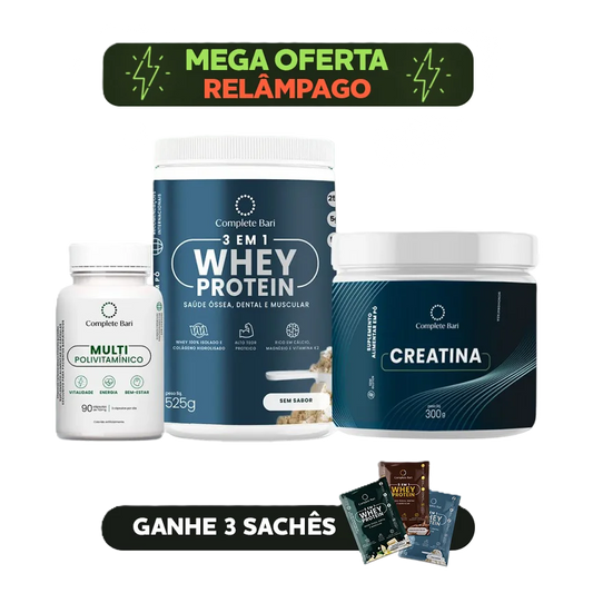 Kit 1 Multi + 1 Whey Isolado Neutro + 1 Creatina Complete Bari