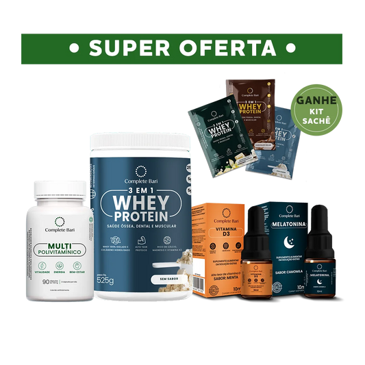 Kit 1 Multi + 1 Whey Isolado Neutro + 1 Vitamina D3 + 1 Melatonina Complete Bari
