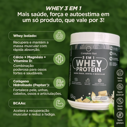 Whey Isolado 3 em 1 Baunilha com Chocolate 525gr Complete Bari