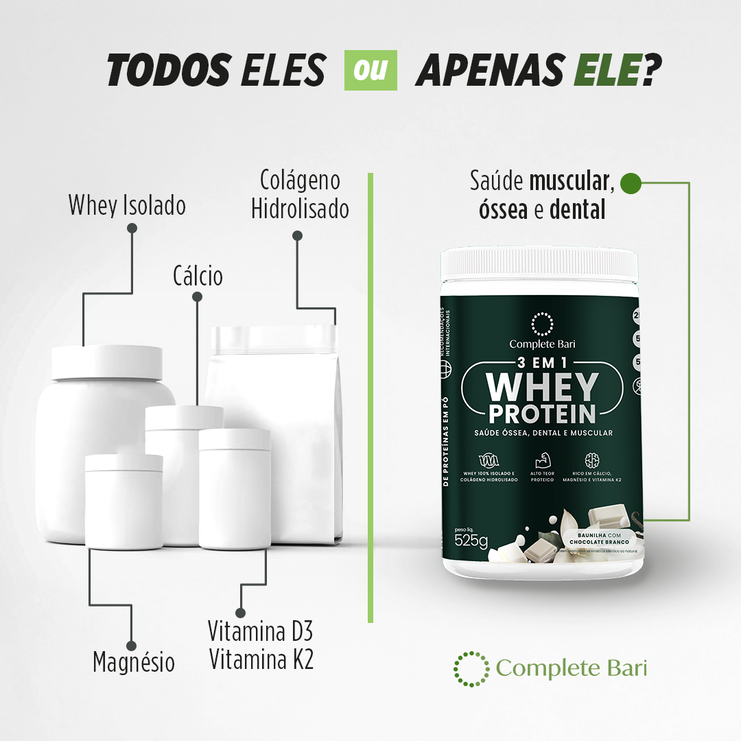 Whey Isolado 3 em 1 Baunilha com Chocolate 525gr Complete Bari