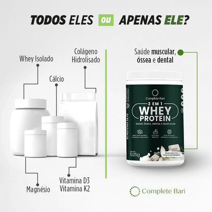 Whey Isolado 3 em 1 Baunilha com Chocolate 525gr Complete Bari