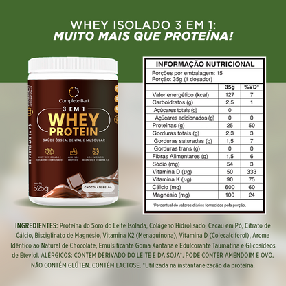 Kit 1 Multi + 1 Polivitaminico Cabelos e Unhas + 1 Whey Isolado Chocolate Belga + 1 Lib Energy + 1 Creatina Complete Bari