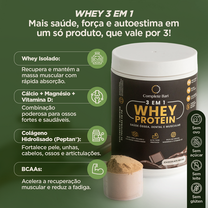 Whey Isolado 3 em 1 Chocolate Belga 525gr Complete Bari