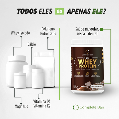 Whey Isolado 3 em 1 Chocolate Belga 525gr Complete Bari