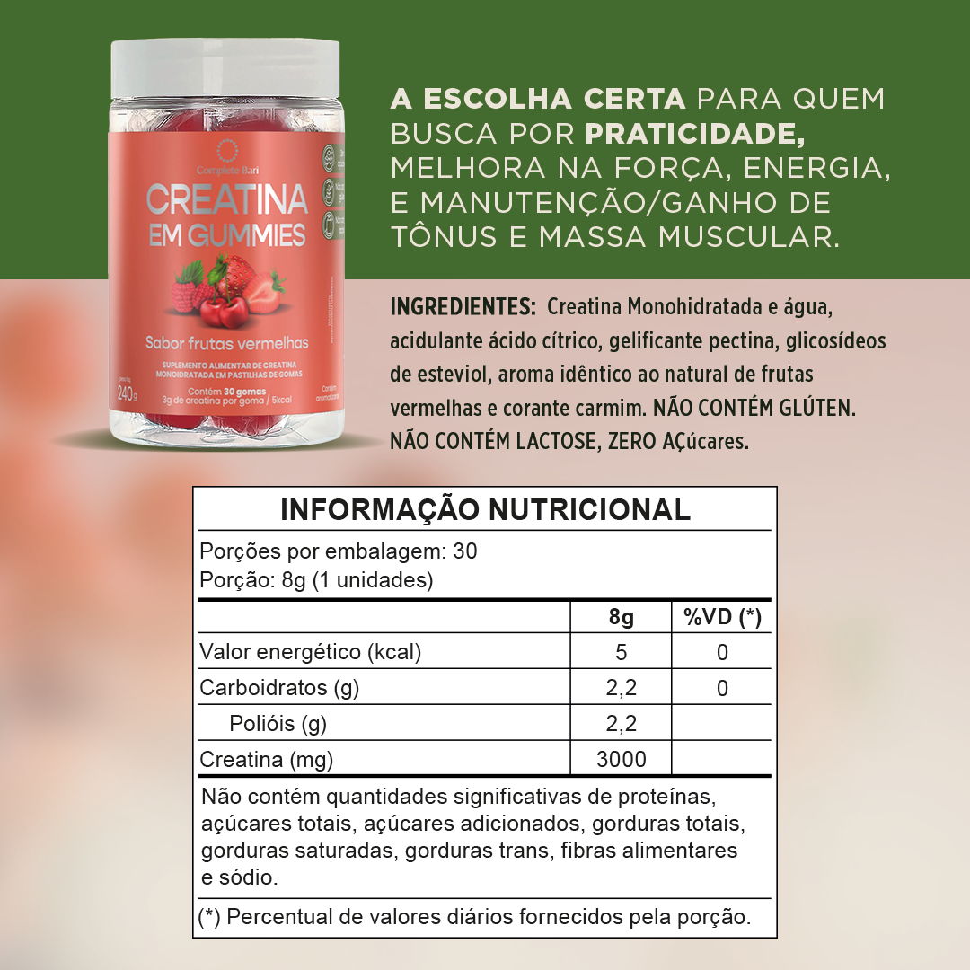 Creatina em Gummies Frutas Vermelhas