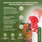 Kit Creatina em Gummies Frutas Vermelhas + Multivitamínico + Polivitamínico Cabelo e Unhas