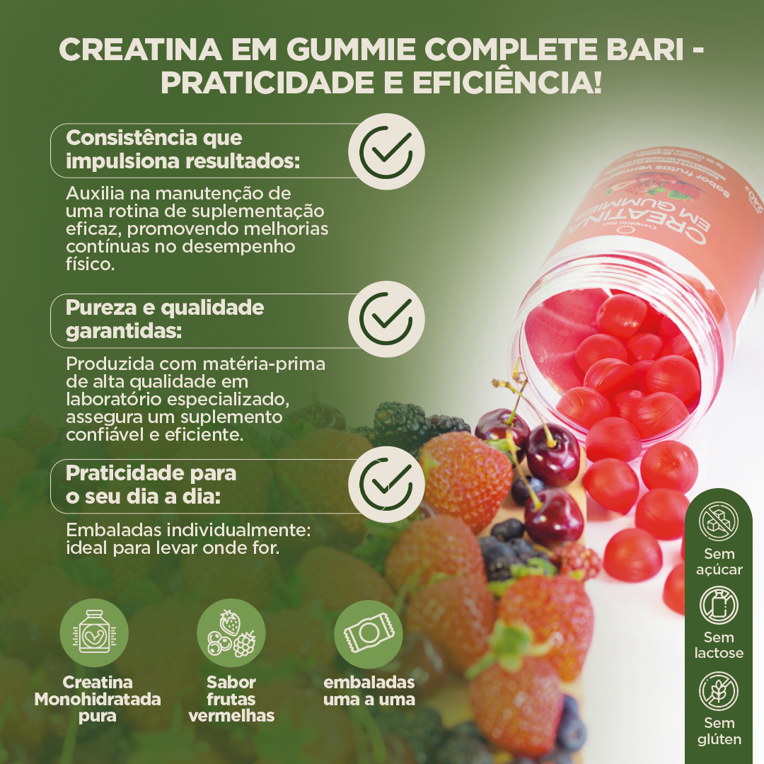 Creatina em Gummies Frutas Vermelhas