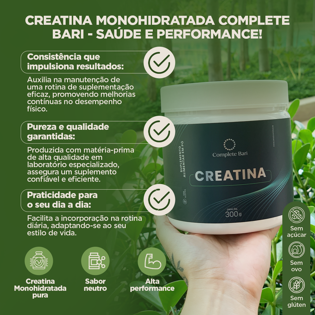 Creatina Monohidratada Pura 300gr Complete Bari