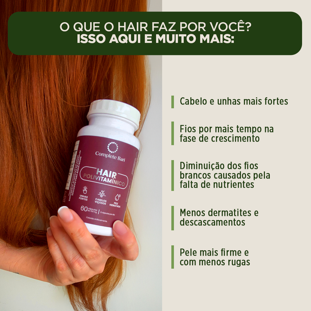 Kit 1 LEVE 3 em 1® Contra Reganho de Peso + 1 Polivitaminico Cabelos e Unhas Complete Bari
