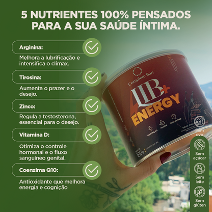 Lib + Energy Sabor Chocolate 180g Complete Bari - Tirosina Arginina CQ10.