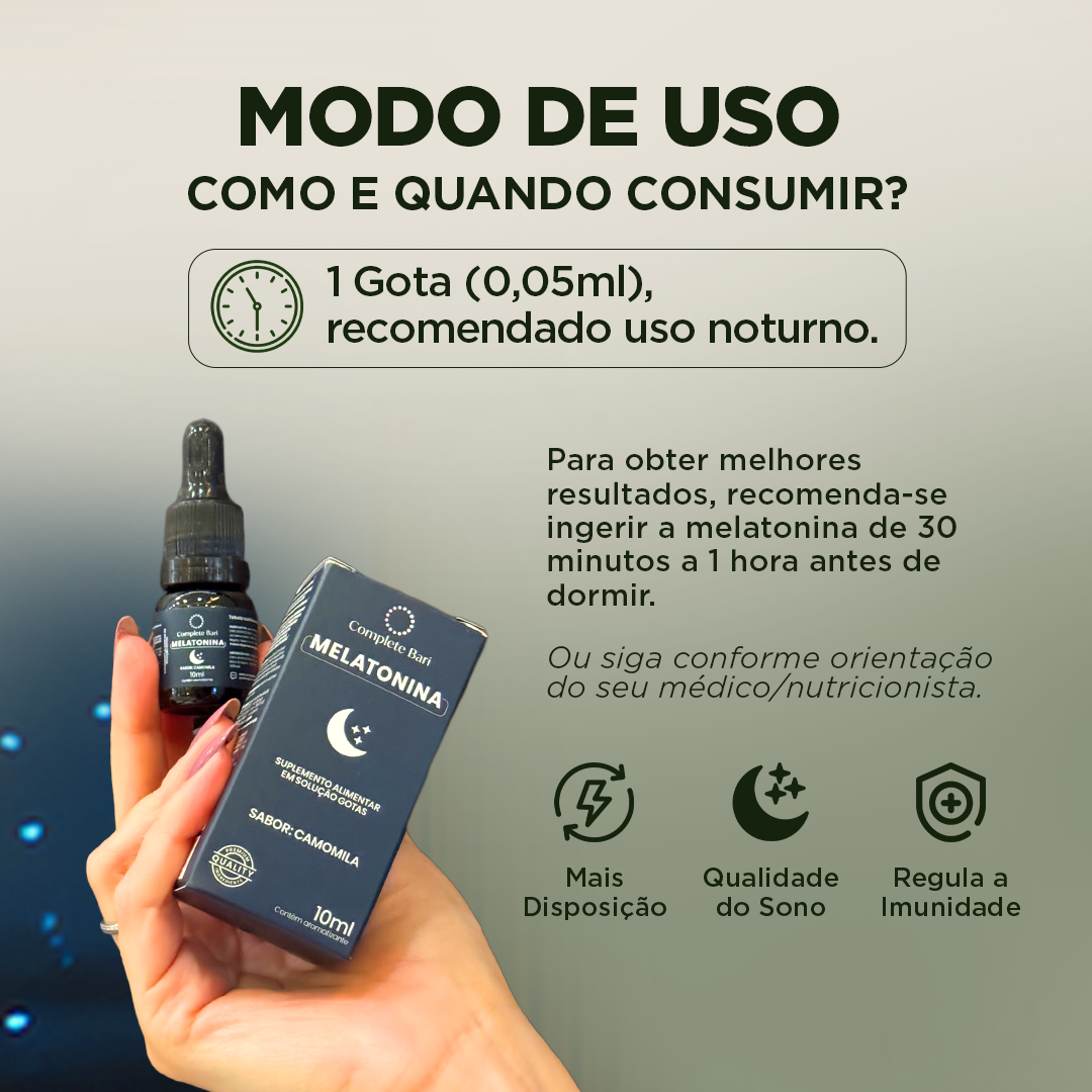 Melatonina Gotas Sabor Camomila 10 ml Complete Bari