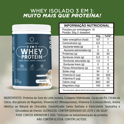 Kit 1 Multi + 1 Whey Isolado Neutro + 1 Vitamina D3 Complete Bari