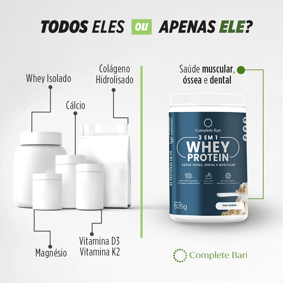 Kit 1 Whey Isolado Chocolate Belga + 1 Whey Isolado Baunilha com Chocolate + 1 Whey Isolado Neutro Complete Bari