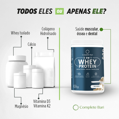 Whey Isolado 3 em 1 Neutro 525gr Complete Bari